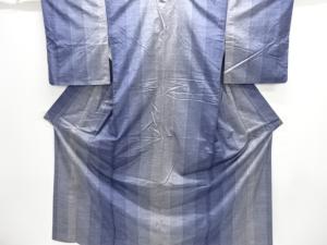 アンティーク　縞織り出し手織り紬着物